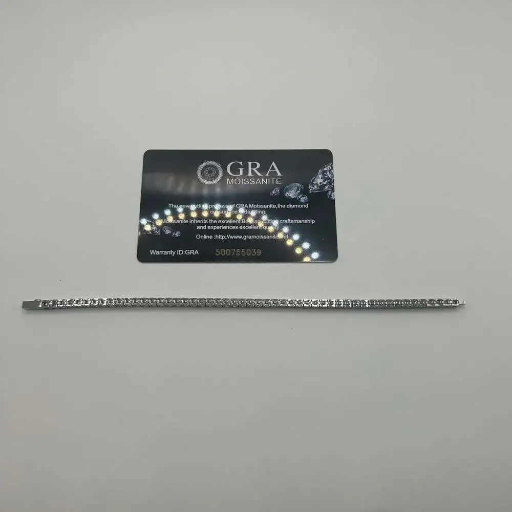 3mm Moissanite Silver Tennis Bracelet 8 Inch GRA Certified Passes Tester VVS1 - Picture 6 of 8